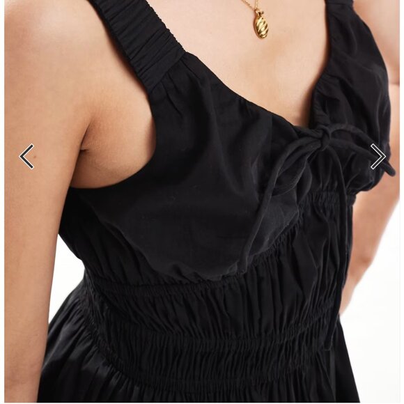 ASOS DESIGN wide strap channel waist mini sundress in black - Picture 3 of 11